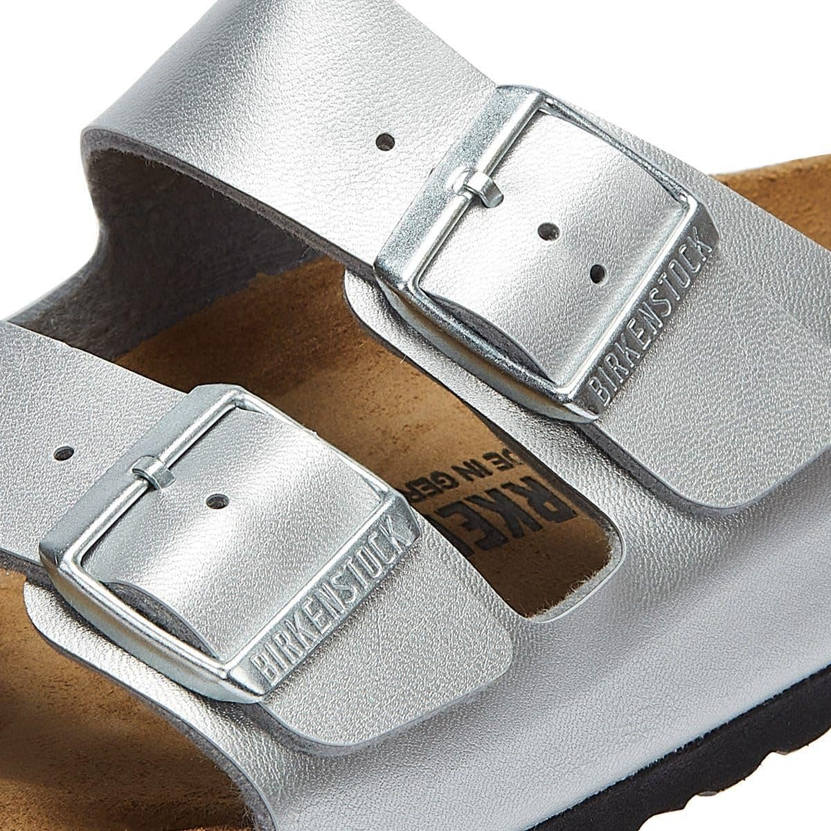 Birkenstock Arizona Birko-Flor Silver Sandals - 38 R