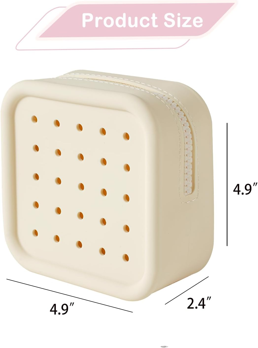 DDPOND Silicone Makeup Bag with Holes, Small Waterproof Travel Cosmetic Bag, Stylish Travel Toiletry Pouch, Multi-Purpose with Holes Pouch Perfect for Sports, Beach, Pool(07Beige) image number 3