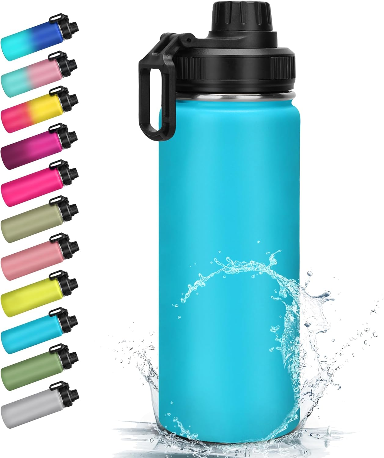 Milifox Insulated Water Bottle Stainless Steel Water Bottle with Double Wall Vacuum Wide Mouth Leakproof BPA Free Keeps Cold and Hot 500ML