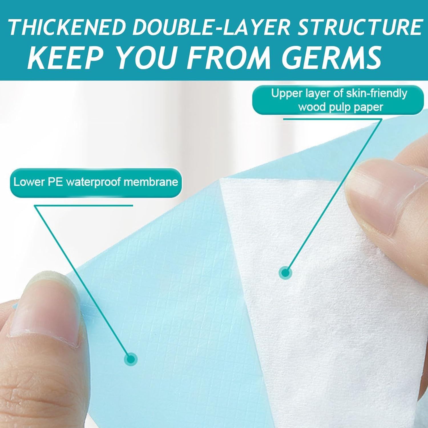 100 Pack Toilet Seat Cover Disposable ，Kids Potty Liners，Waterproof Anti-Slip Large Potty Training Toilet Seat Liner for Kids Potty Training and Adult Individually Wrapped Potty Liners ，For Public Restrooms/Travel image number 5