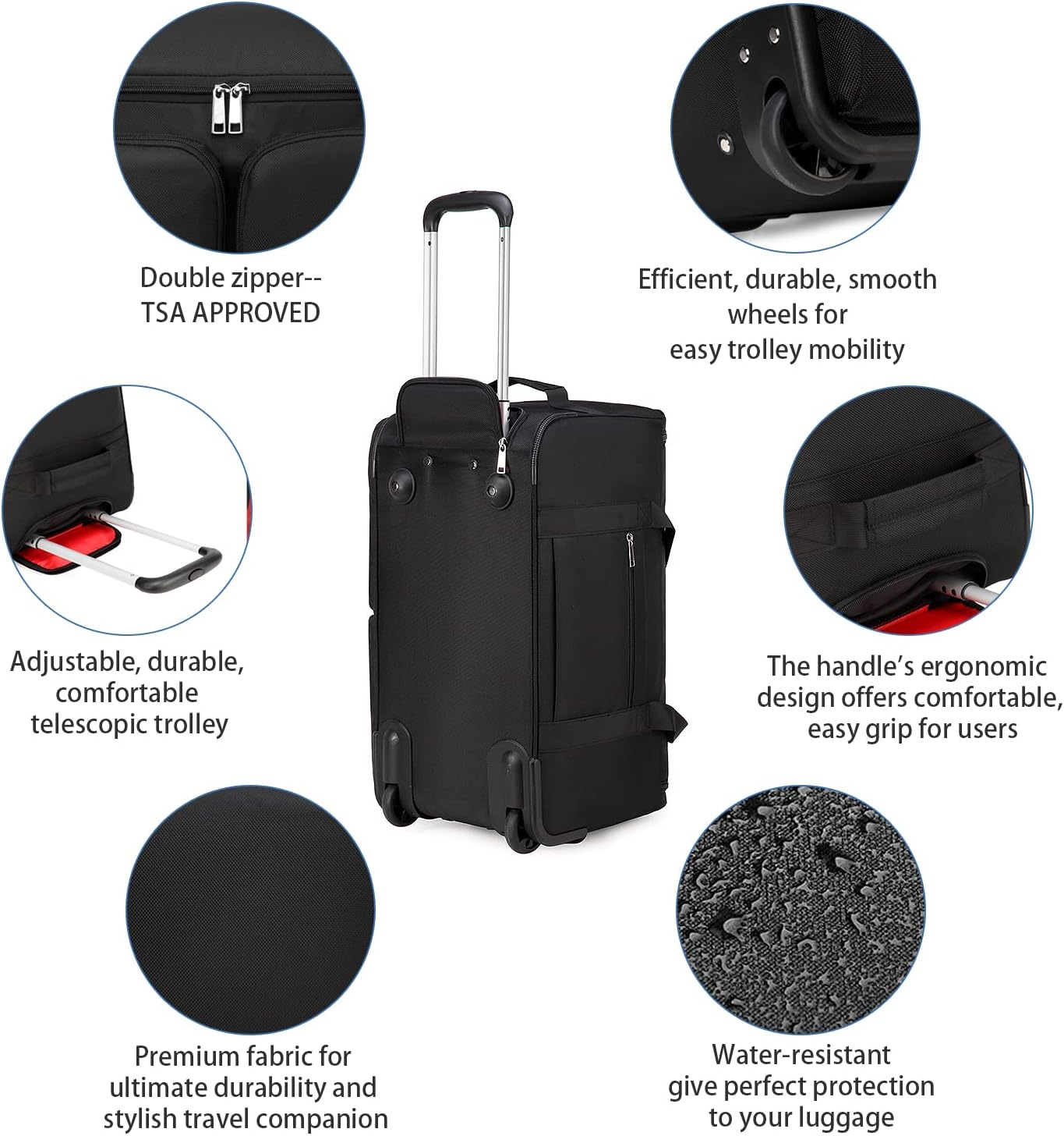 Sneaker Bag Travel Shoes Duffel Bag Men Women Gym Sport Luggage Duffle Carrying Case Bag Divider Adjustable Compartment Portable Soccer Athletic Shoes Carrier Heavy Duty Traveling Accessories - Black With Wheels image number 4