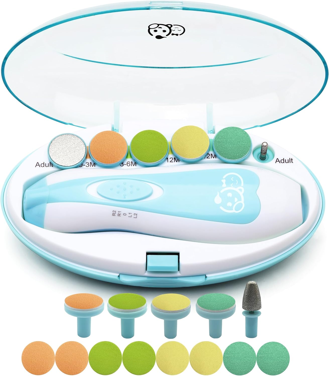 Baby Nail Trimmer 6 in 1, Royal Angels Baby Electric Nail File, Baby Grooming Kit Manicure Set for Toddler and Adults, Newborn Toddler Toes & Fingernails Nail Care Kit (Babyblue)