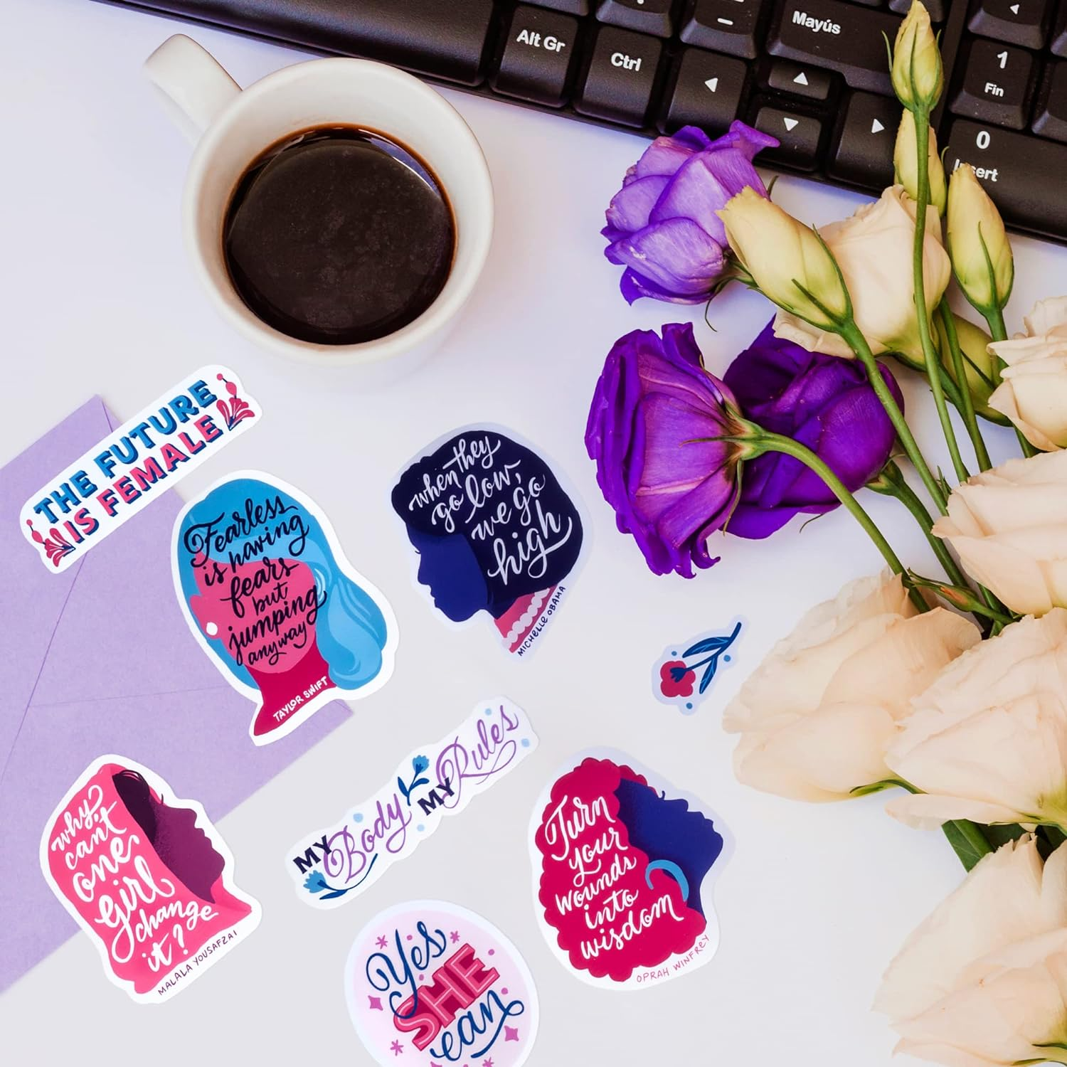 Navy Peony Notable Women Quote Stickers (26Pcs) &ndash; Empowerment for Women, Feminists image number 4