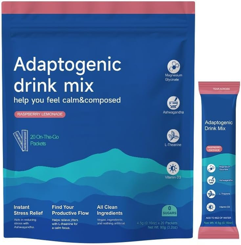 Laclassic Powdered Drink Mix,Raspberry Lemonade Flavour,With L-Theanine,Ksm-66 Ashwagandha,Magnesium Glycinate, Vitamin D3,Relaxation Supplement image number 3