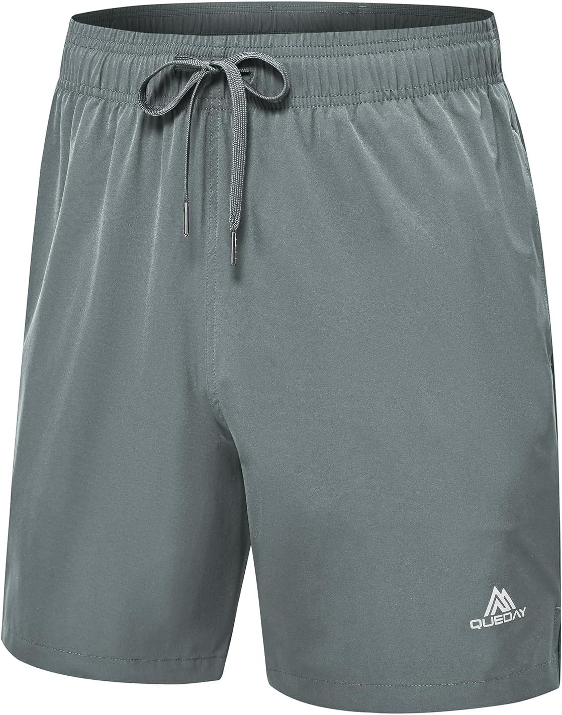 Queday Mens 2 in 1 Running Shorts with Liner 7 Inch Quick Dry Gym Athletic Workout Shorts with 2 Side Pockets with Zipper Back Pocket Inner Pocket