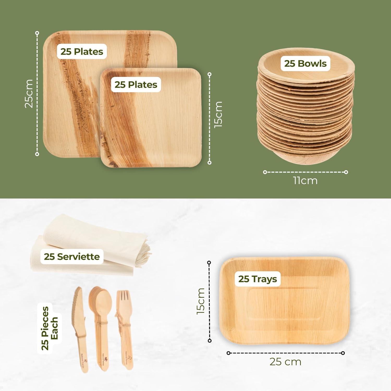 Natural Panaa 200 Pieces Biodegradable, Disposable Plates Party Paper Plates Set - Mother Nature'S Choice for Bamboo Party Plates and Party Cups | 100% Compostable Disposable Cutlery image number 4