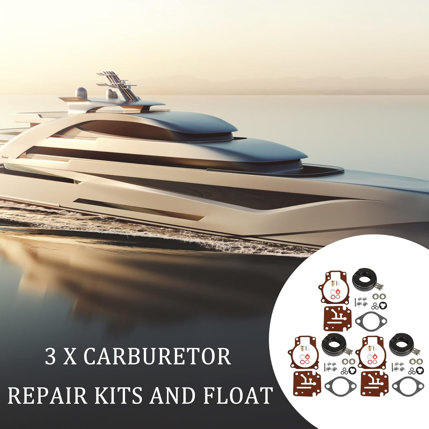 3 X Carburetor Carb Rebuild Repair Kits and Float Fit for Johnson Evinrude 396701 65 70 75 HP image number 1
