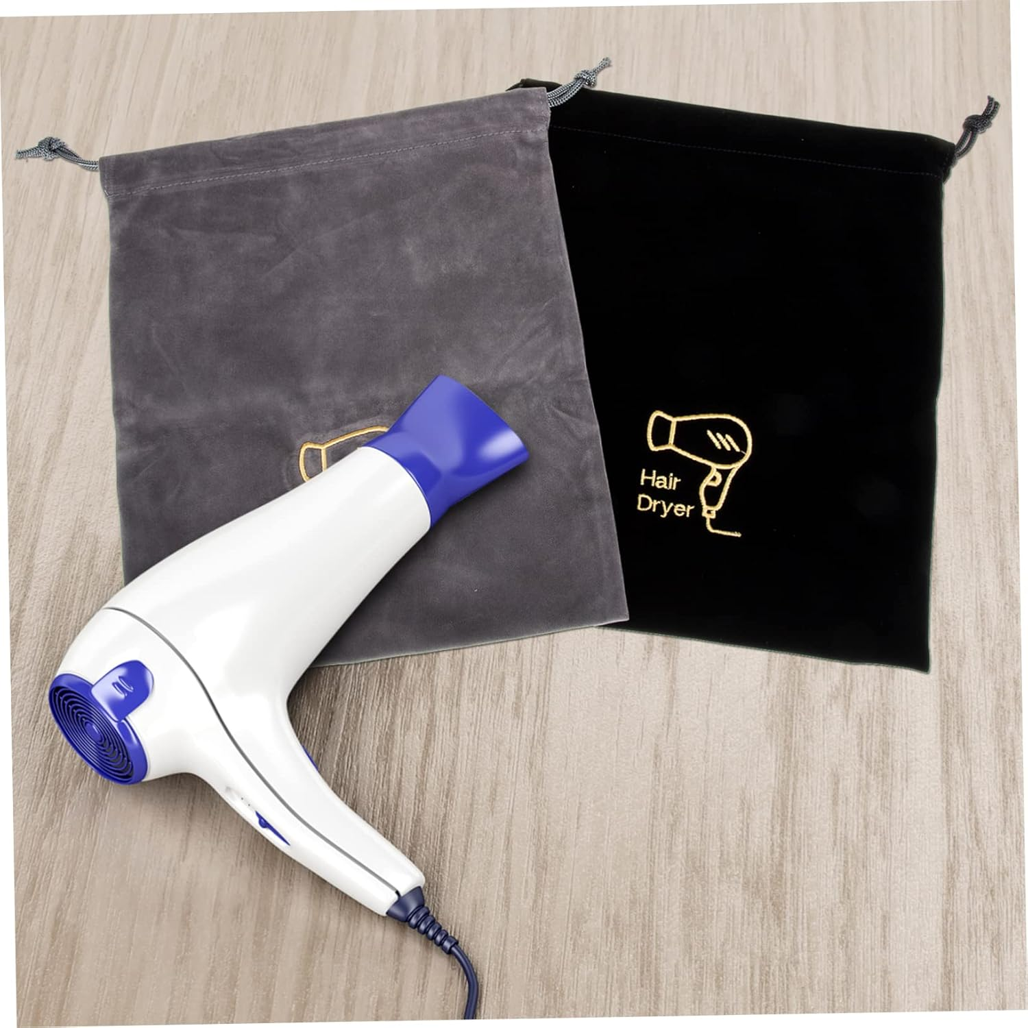 Healvian 2Pcs Drawstring Hair Dryer Bags Storage Pouches for Travel Dorm Bathroom Use Smooth Lint Protection image number 1