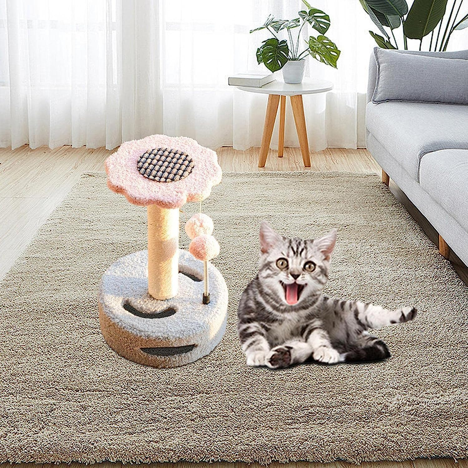 Cat Scratching Post Sisal Cat Tree Stable Cat Support Durable Protect Your Furniture Cat Tower save Space - A image number 4
