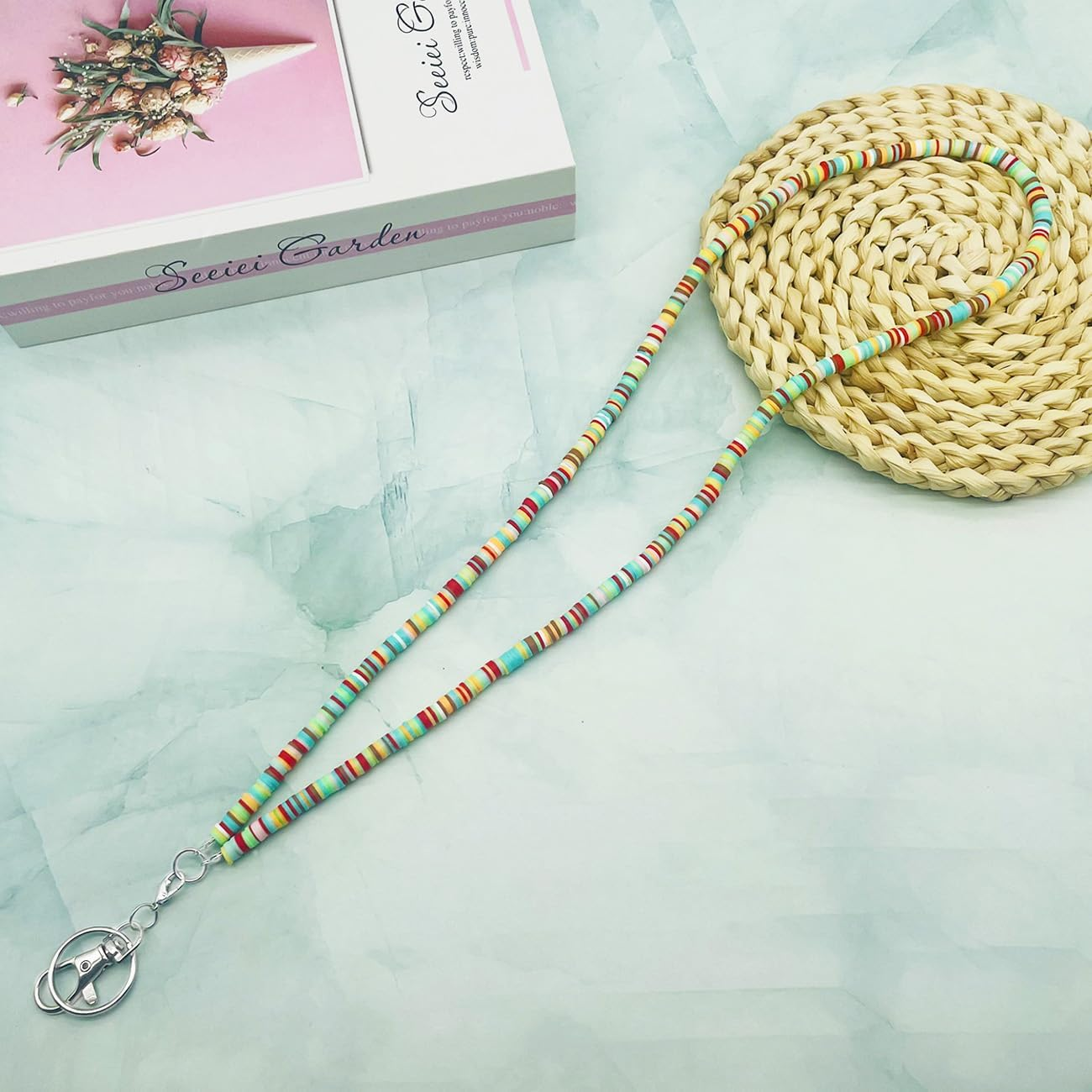 Beaded Teacher Lanyard Boho Cute Rainbow Lanyard Neck Keychain Lanyards for Cruise Ship Cards Id Badges and Keys