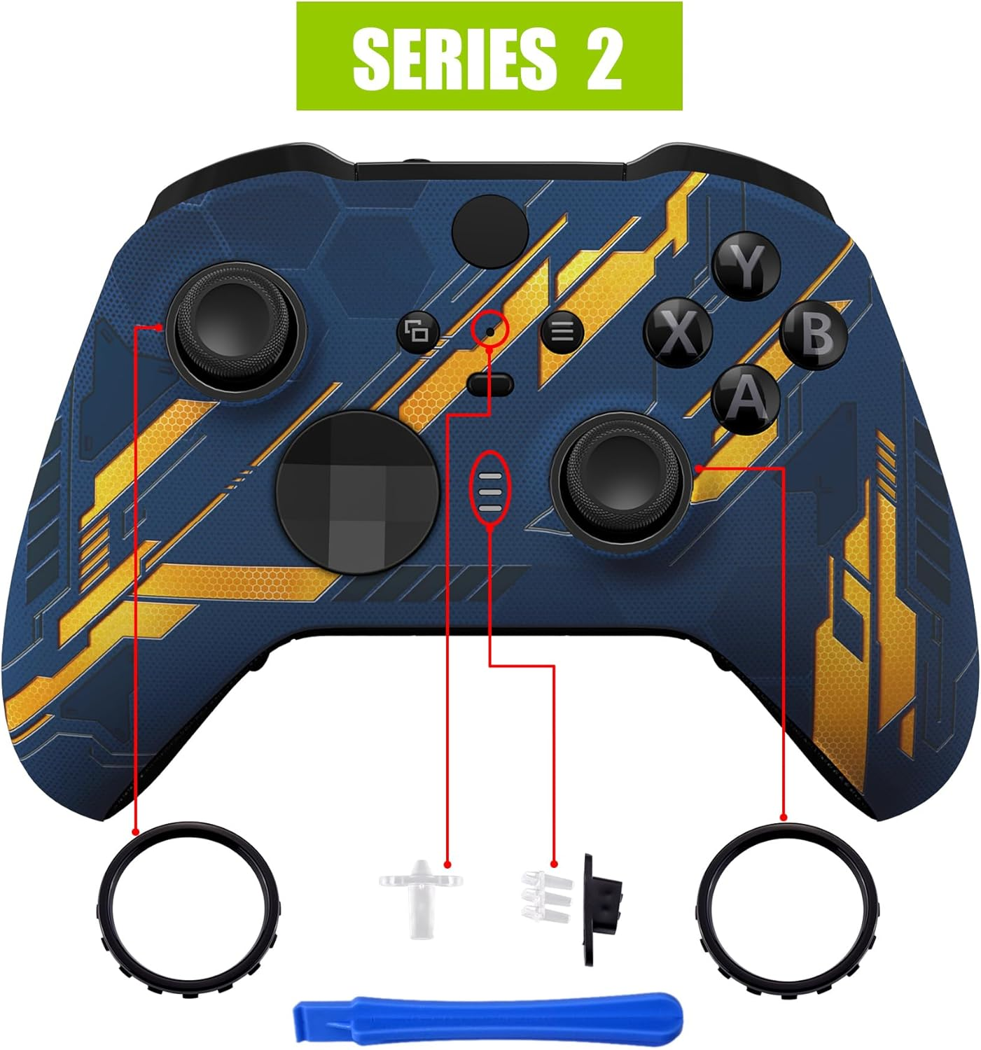 Extremerate Glow in Dark Mecha - Orange Replacement Faceplate Cover for Xbox One Elite Controller Series 2 (Model 1797), Custom DIY Front Housing Shell Case for Xbox Elite Series 2 Core Controller image number 6