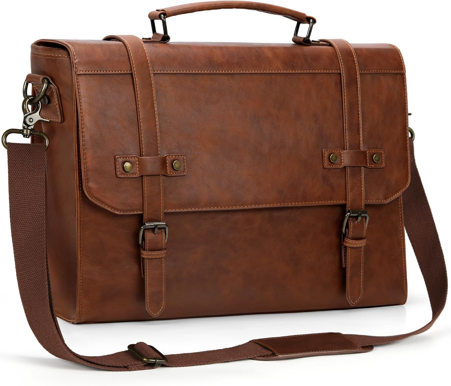 Mens Messenger Bag 17 Inch Waterproof Vintage Leather Laptop Briefcase Large Laptop Bag Satchel Bag Computer Shoulder Bag