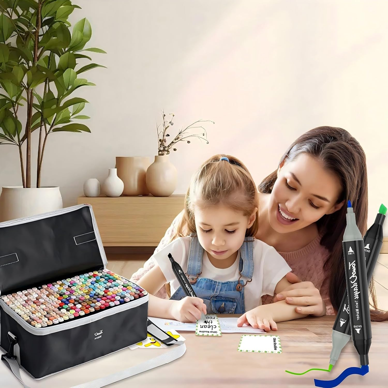 Markers with Base, 262 Colors Markers Artist Drawing Art Dual Tip Markers Perfect for Kids Boys Girls Adult, for Coloring, Highlighting, Illustration Kids Adults Family Art Painting, the Best Gift image number 5