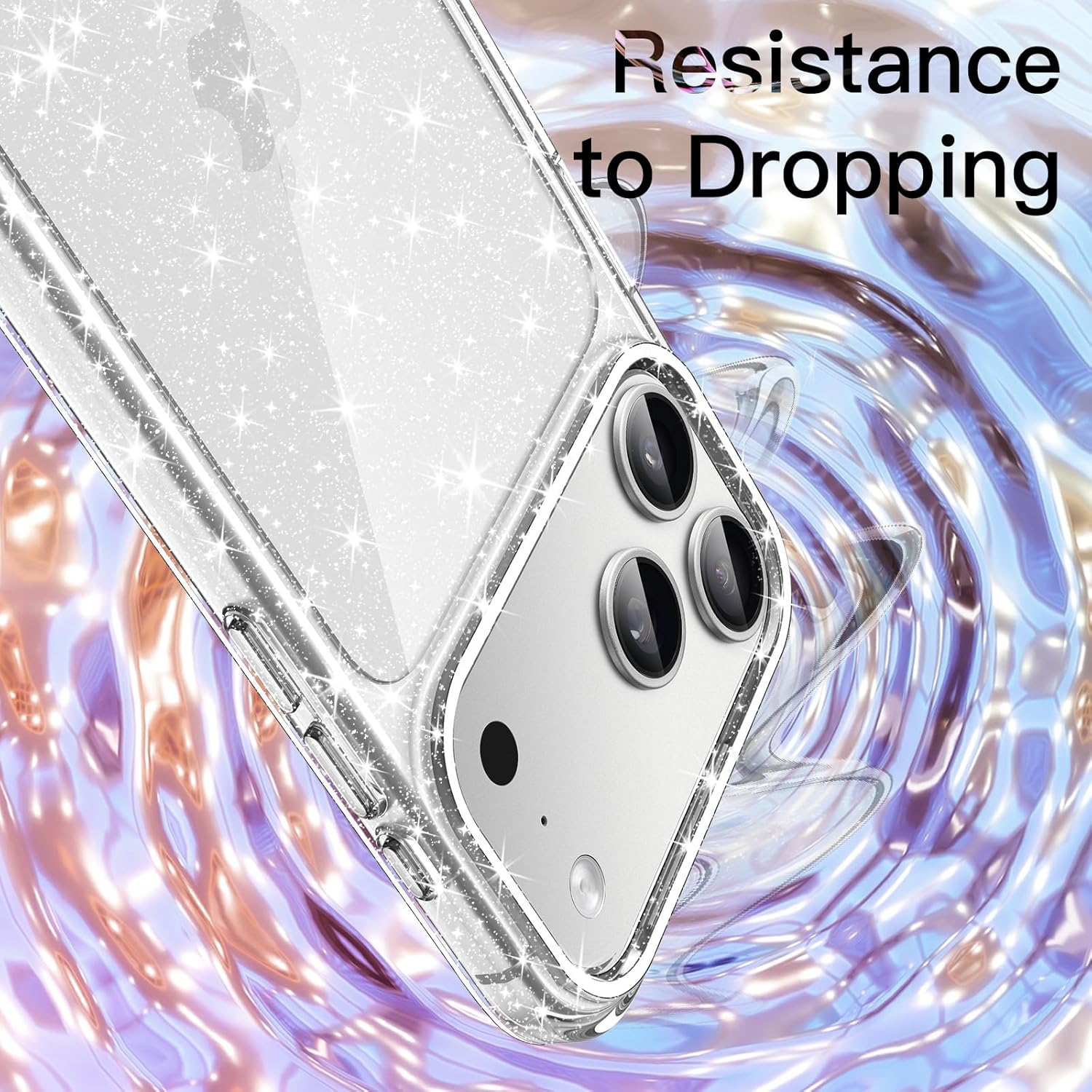 Jetech Glitter Case for Iphone 17 Pro Max 6.9-Inch, Bling Sparkle Shockproof Phone Bumper Cover, Cute Sparkly for Women and Girls (Clear)