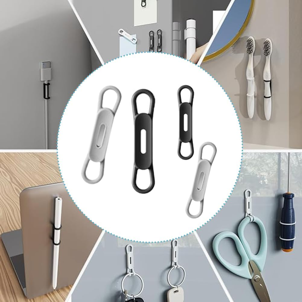 8Pack Magnetic Pen Clip, Adjustable Silicone Magnetic Pen Holder for Refrigerator, Magnetic Dry Erase Marker Holder, for Home, Refrigerator, Office Desk (Gray+White) image number 3