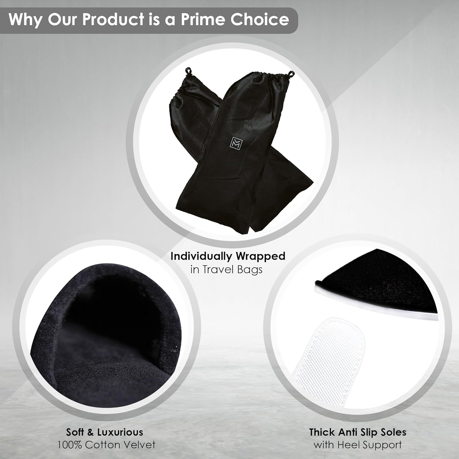 MODLUX Spa Slippers Travel Bags White Fluffy Closed Toe Spa Slippers by Two Sizes to Fit Most Men and Women, Comfortable and Non-Slip - Perfect for Home, Hotel or Commercial Use 6 Pack Large Black image number 1