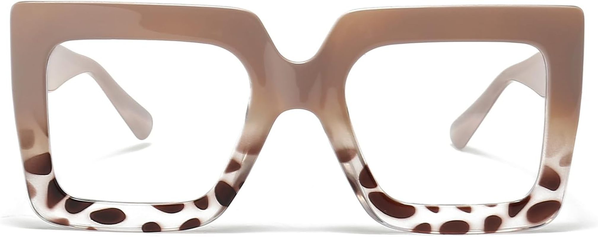 LJCZKA Oversized Square Blue Light Glasses for Women Big Thick Frame Eyeglasses Stylish Chunky Computer anti Glare Glasses - Brown Leopard image number 2