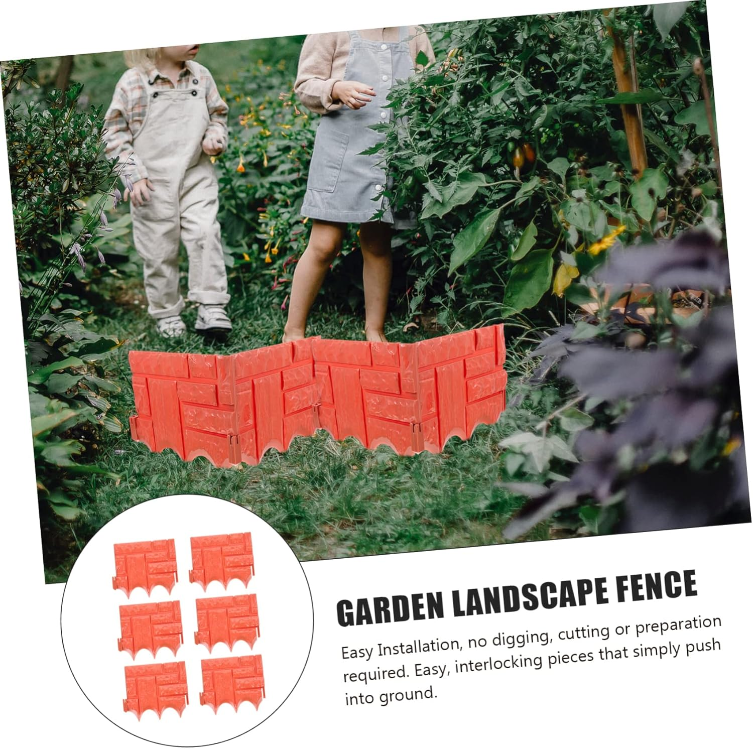 BUTIFULSIC 6Pcs Simulated Fence Garden Edging Plastic Picket Fence for DIY Decorative Plant Border Lawn Garden Borders image number 1