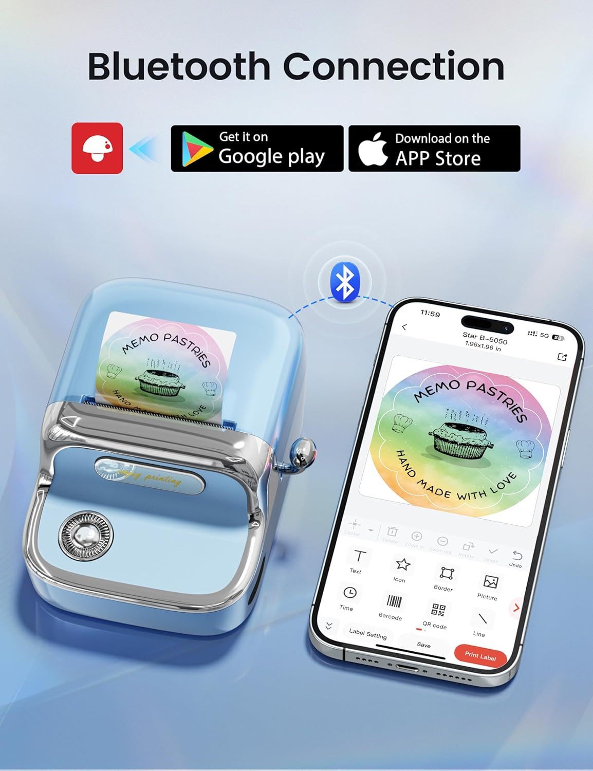 Phomemo M150 Label Maker Machine, 2025 Upgraded Bluetooth Sticker Printer, 2" Thermal Label Priner for Home Use & Small Business, Compatible with Ios & Android Phone, with 1 Pack 40X30Mm Thermal Label image number 2