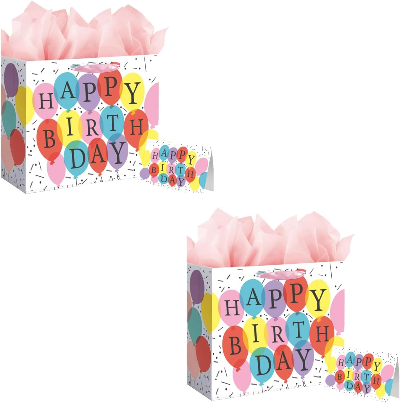 2PCS 13" Large Happy Birthday Gift Bag Set with Greeting Card, Tissue Papers, Party Favor Bag Set Supplies with Letter Gold Stars Pattern, Black Package for Men, Girls and Kid (Black Gold Stars Theme)