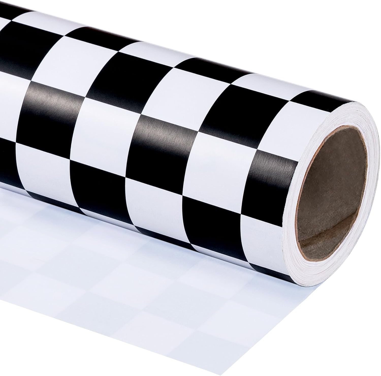 WRAPAHOLIC Checkered Flag Wrapping Paper Roll - 17 Inch X 16.5 Feet - Race Car Wrapping Paper for Kids Birthday, Girls Boys Birthday, Baby Shower