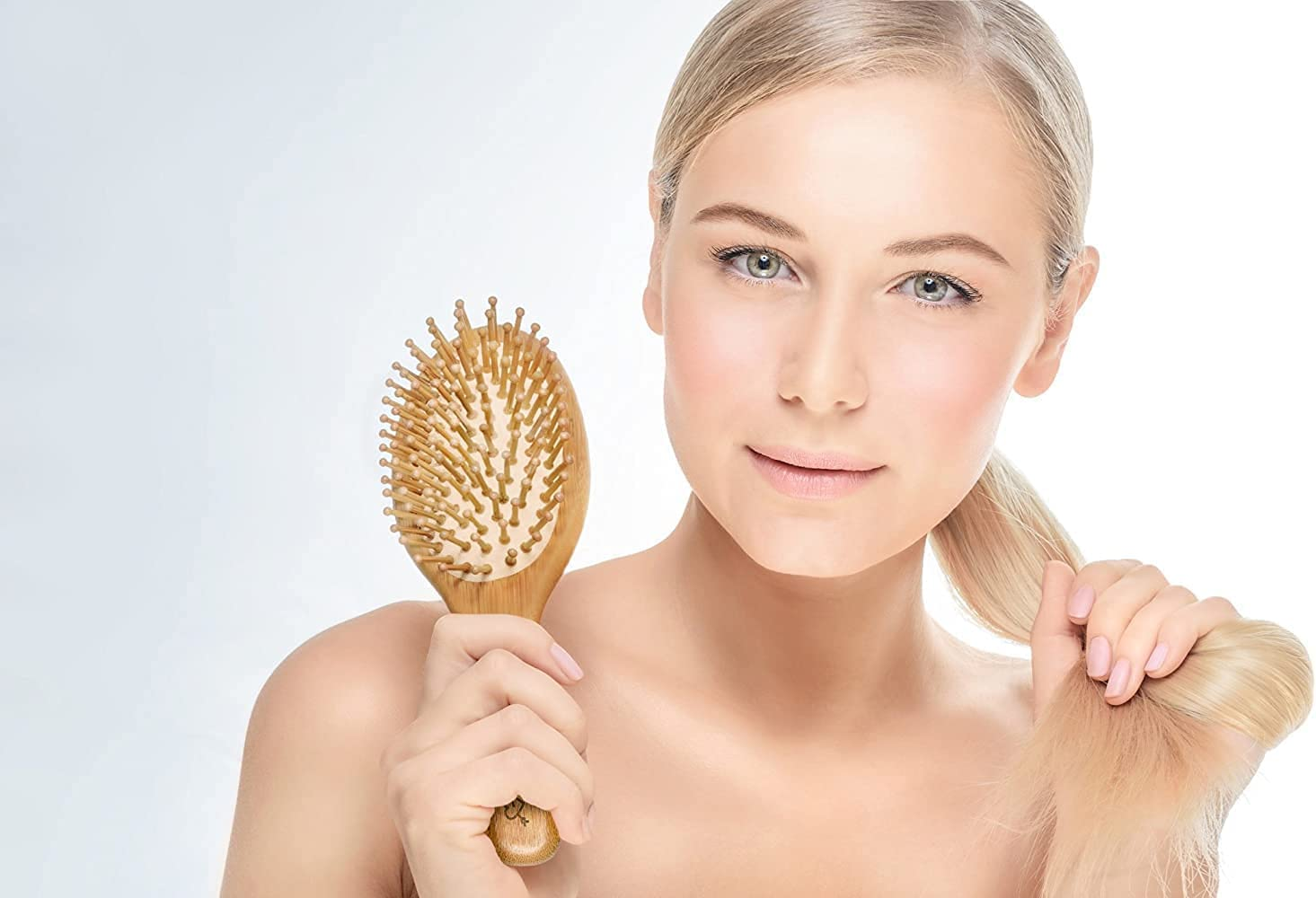 Wooden Hair Brush with Air Cushion Combs for Scalp Massage Anti-Static, No Hair Tangle image number 1