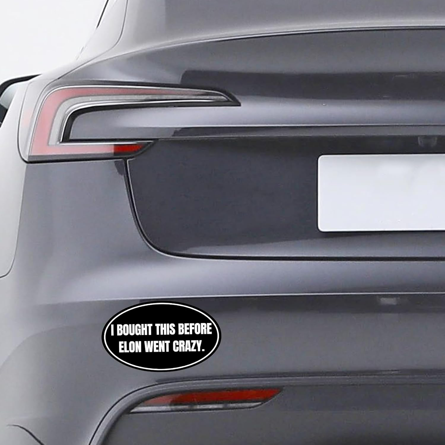 2Pack anti Elon Car Decal Tesla Bumper Sticker I Bought This before We Knew Elon Was Crazy! Elon Sucks Tesla Model X Y 3 S Vinyl (Round Elon Went Carzy) image number 2