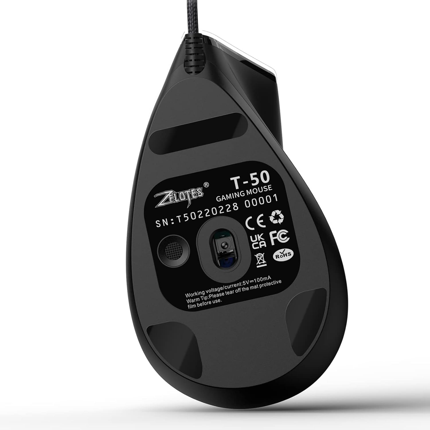 Aumotop Advanced ZELOTES T-50 Vertical Mouse with 6 Gear Movement Speed for Office Workers and Gamers in Black