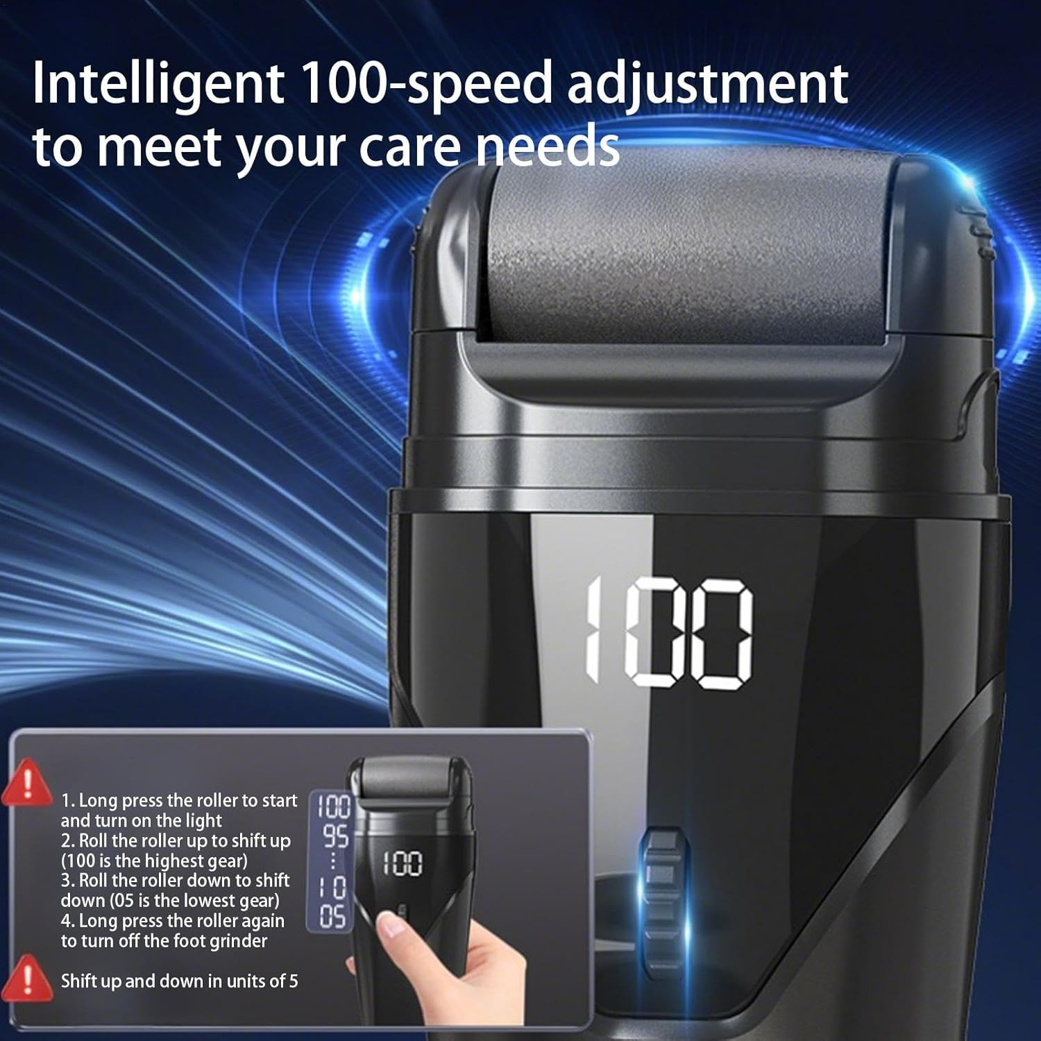 Foot Scrubber Electric | Scrubber Electric Foot File USB Charging - Men Women Pedicure Tool Feet Scraper with Auxiliary Light for Student Dormitory, Travel - White image number 3