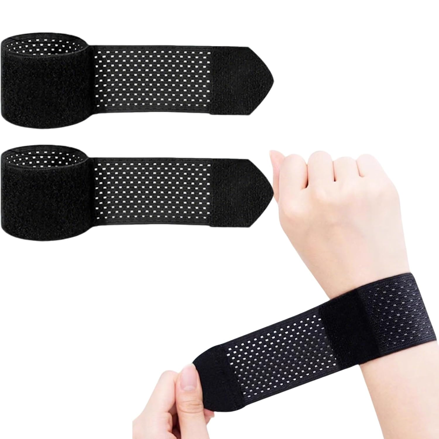 Xolixorium Wrist Brace & Wraps [2 Pcs], Adjustable Carpal Tunnel Support for Sports & Fitness, Black Wrist Strap for Men & Women image number 6