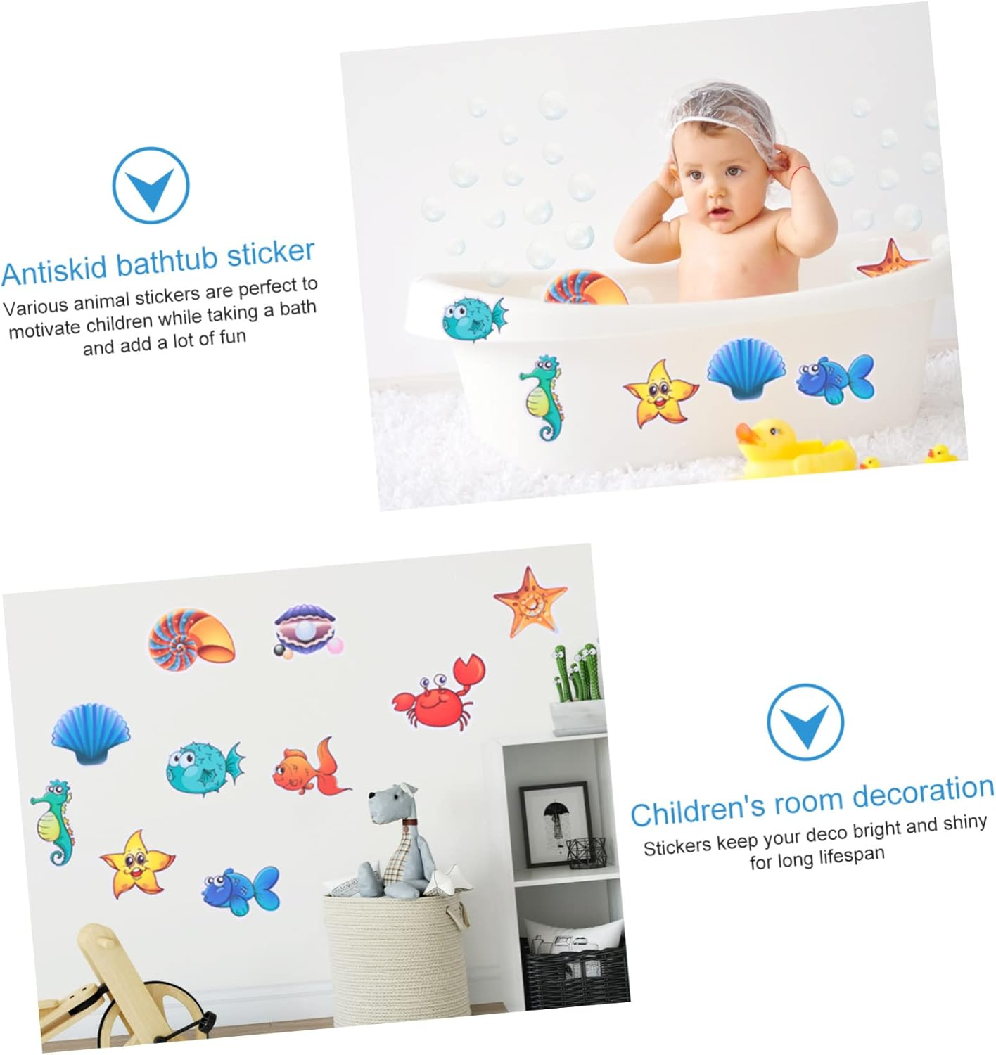 Kisangel 30Pcs Bathtub Stickers Adorable Sea Animal Pattern Adhesive Stickers for Boys and Girls Fish and Decals for Bathtub Safety Shower Accessories image number 3