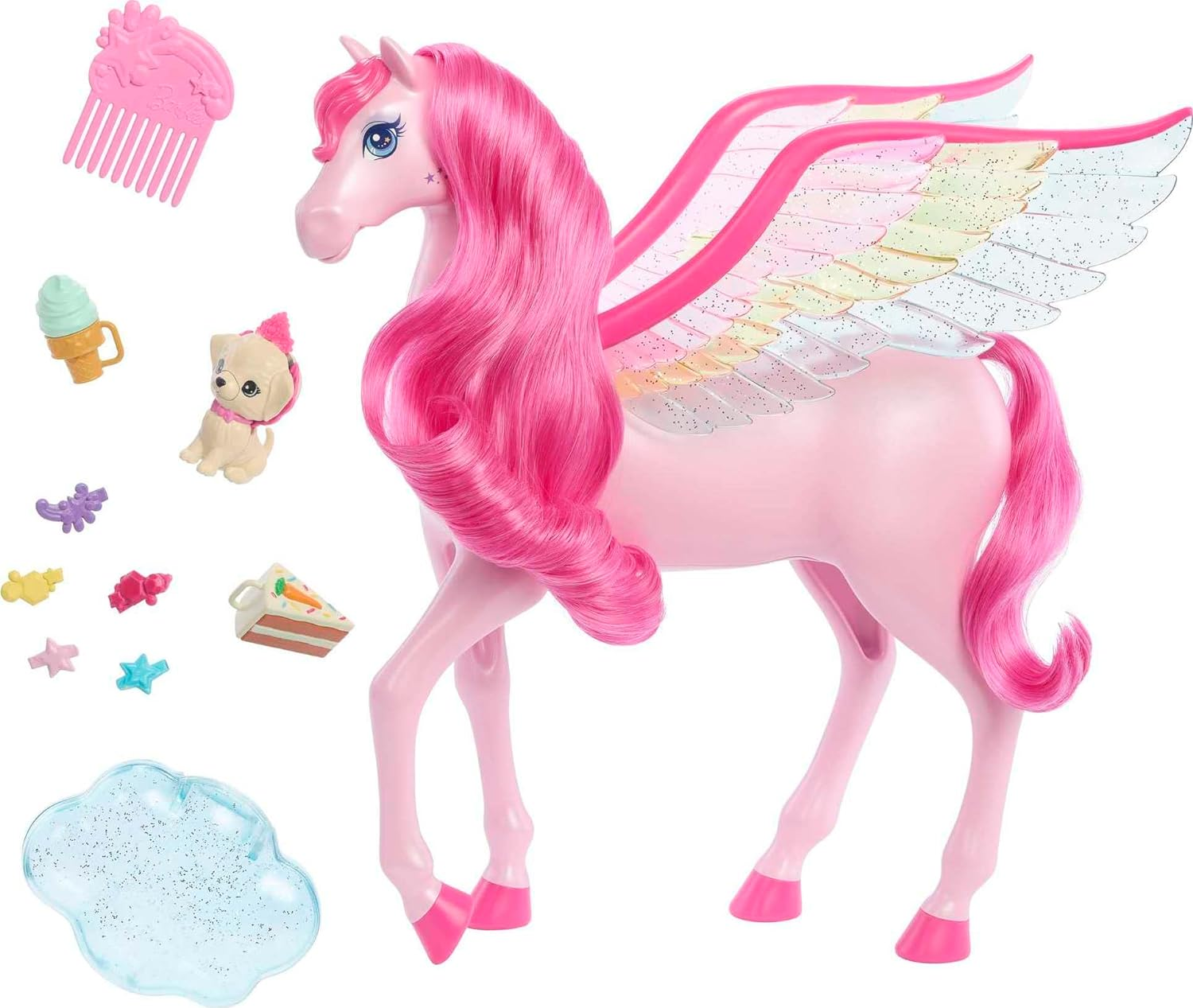 Barbie Pink Pegasus with 10 Accessories Including Puppy, Winged Horse Toys with Lights and Sounds, Barbie a Touch of Magic image number 1
