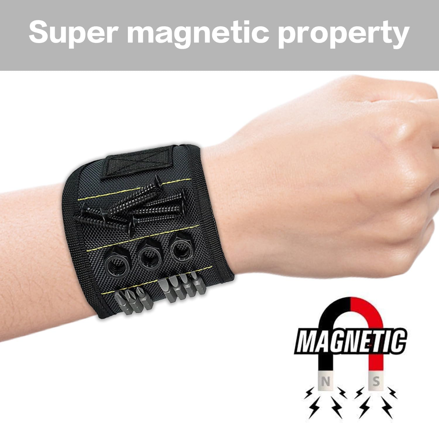 Kaoruo Magnetic Wristband &ndash; Strong Magnet Wrist Strap for Holding Screws, Nails, Drill Bits & Small Tools &ndash; Adjustable Tool Wristband for DIY, Woodworking & Home Improvement image number 3