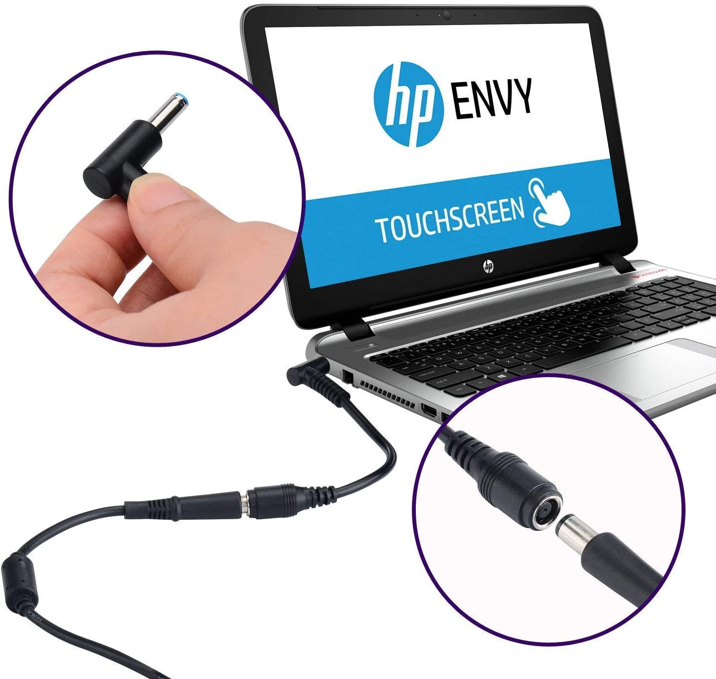 Llamatec Power Connector Adapter, HP Connector 7.4Mm to 4.5Mm DC Power Dongle P/N K0Q39AA, Converts HP Power Supply | Smart AC Adapter with 7.4X5.0Mm Tip to 4.5X3.0Mm Type for HP Spectre, HP 8460 to 850G, HP Pavilion, HP Envy and HP Elitebook Laptop Series