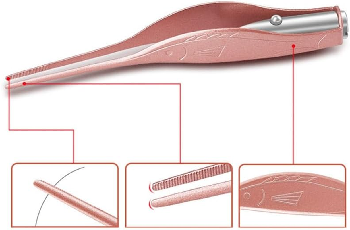 Ear Pick, 2PCS Stainless Steel Illuminated Earwax Removal Kit with Storage Box, High Safety LED Lighted Ear Wax Cleaner Tweezers for Kids (Rose Gold) - Rose Gold image number 5