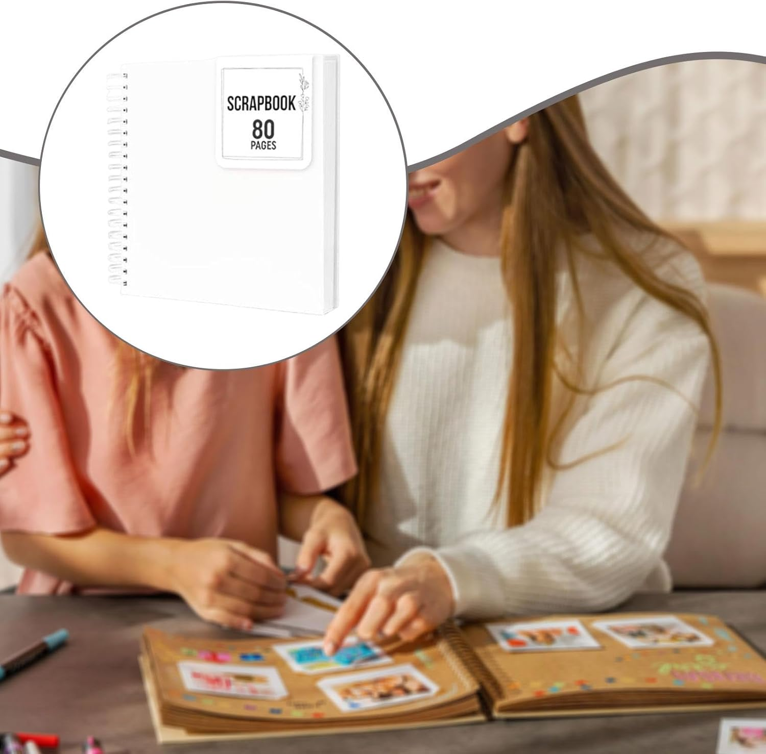 Rockible Photo Album DIY Photo Keepsake Album Photos Storage Party Gift Graduation Travel Wedding Anniversary Scrapbooks Thick Paper, White