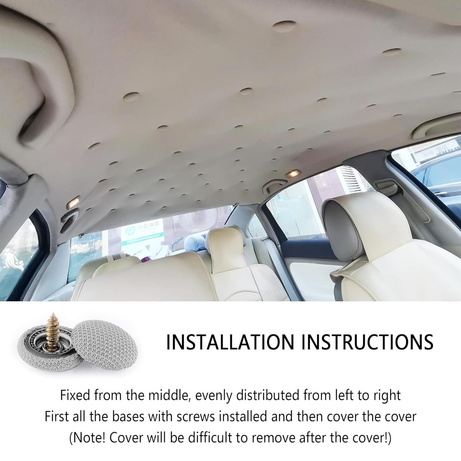 60PCS Car Headliner Repair Kit,Push-In Rivets Retainer Clips Headliner Pins for Car Interior Accessories Patching,Multipurpose Ceiling Fabric Repair Buckle with Installation Tool (Black) image number 6