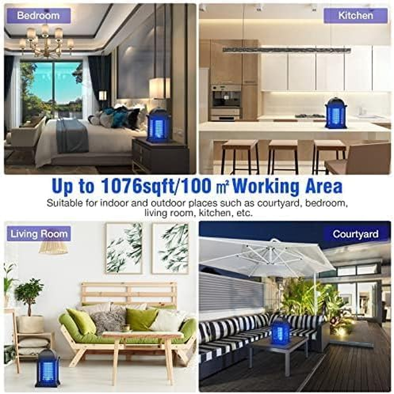 Upgraded Bug Zapper,Tmactime Mosquito Killer Lamp with 4300V UV Waterproof Electric Fly Zapper,Plug-In Hangable Fly Trap Light, Fruit Fly Killer for Camping, Bedroom, Kitchen, Office, Home Garden image number 6