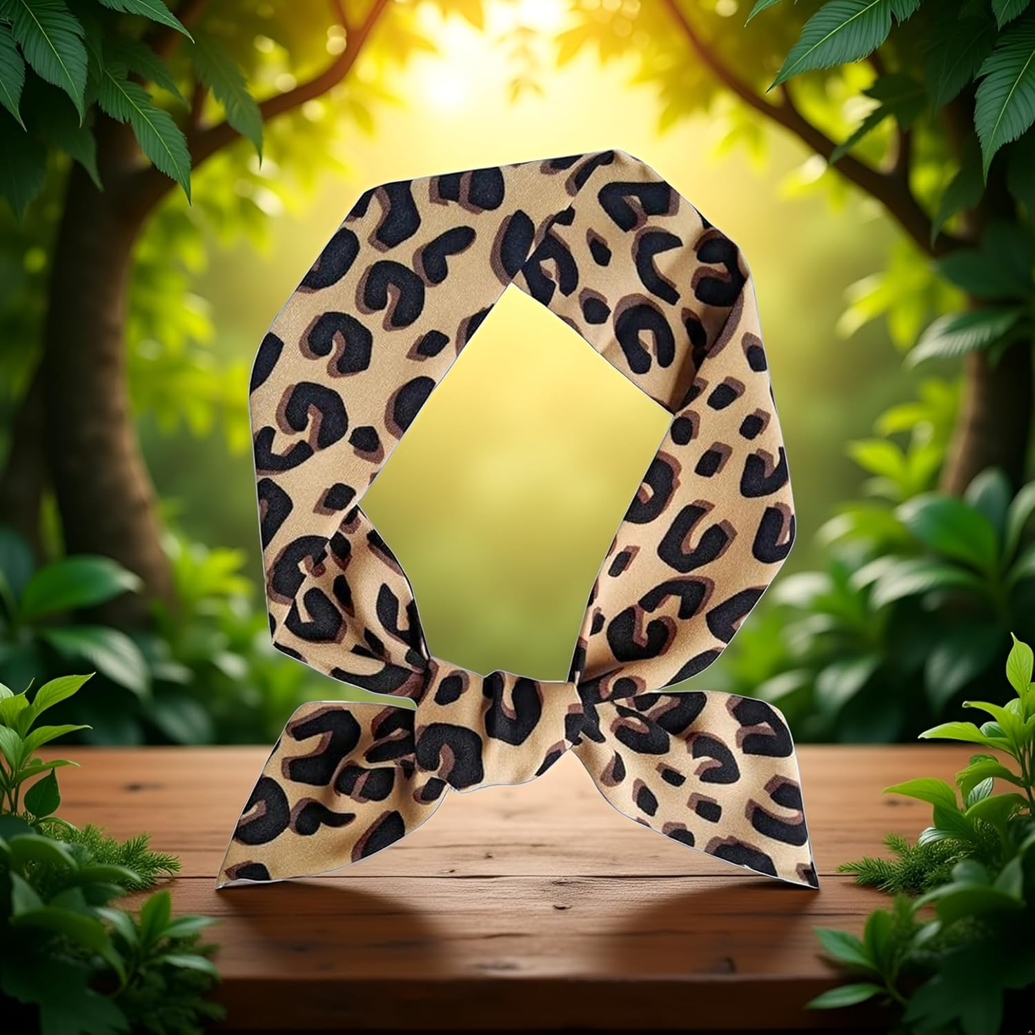 Brown Leopard Neck Tie Chic Skinny Scarf Hairband Stylish Purse Scarf Leopard Accessory Women'S Fashion Scarves, Scarves and Wraps image number 5