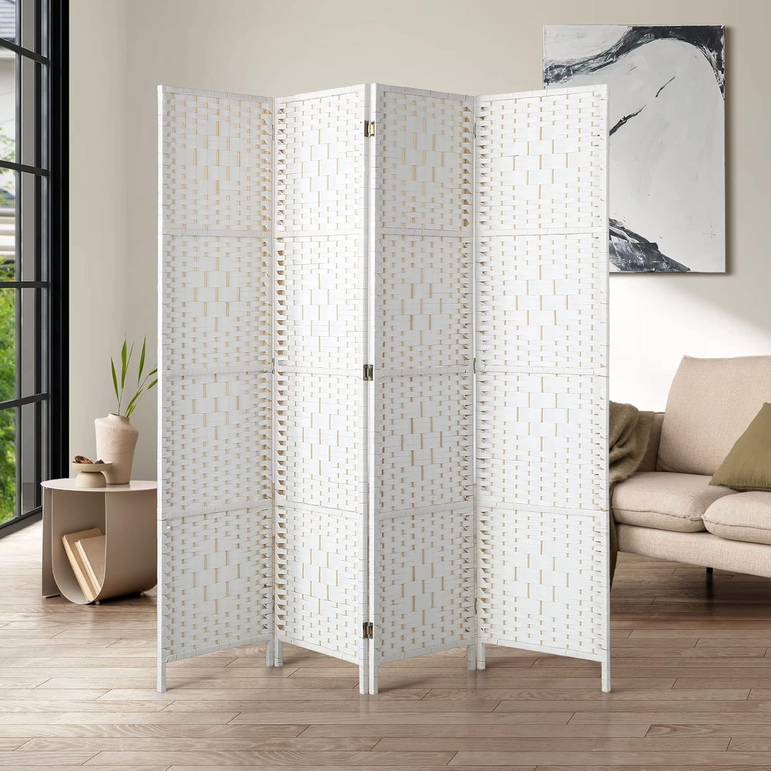 Oikiture 4 Panel Room Divider Privacy Screen White image number 5