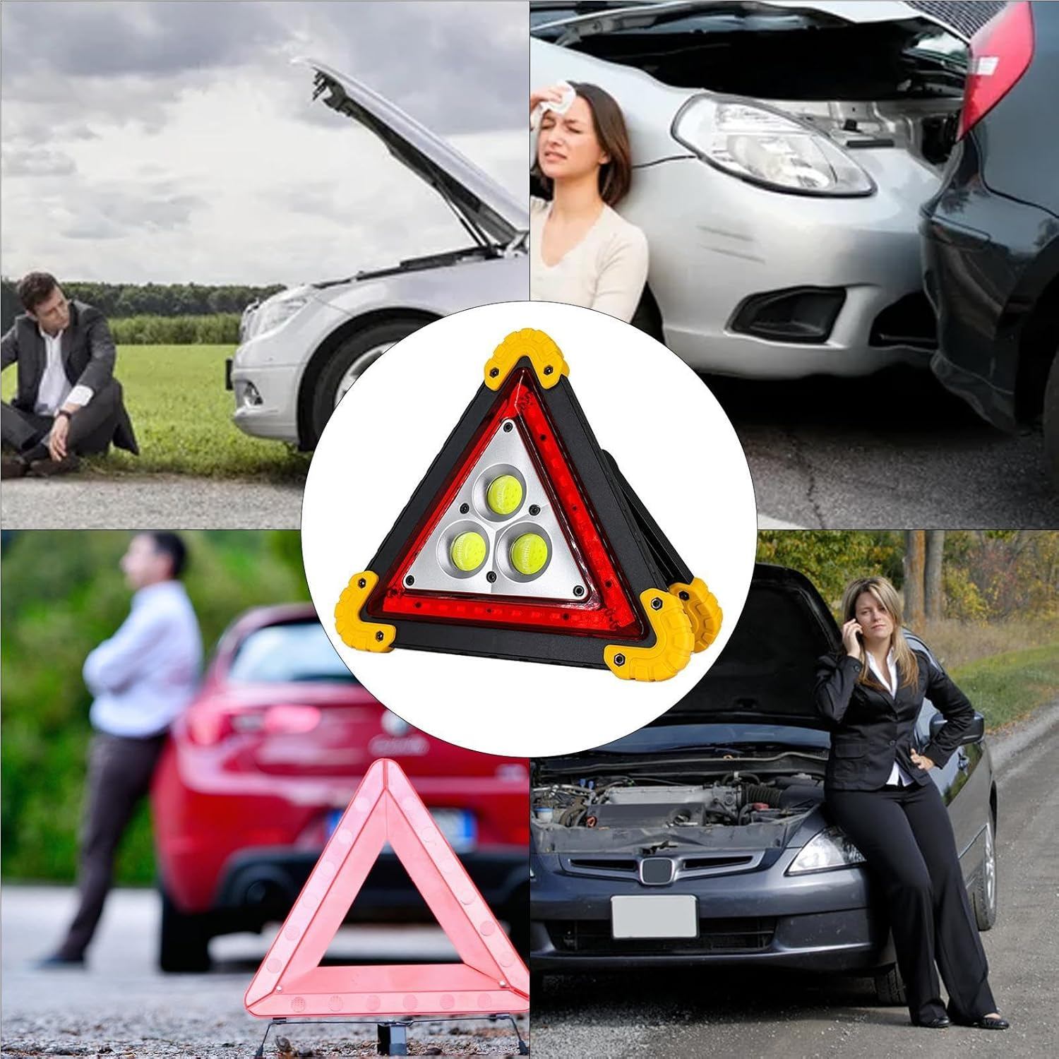 Safety Warning Lights, Hazard Warning Lights, Car Triangle LED Lights, Foldable Waterproof Triangle Lights, Portable Bright & Eye-Catching Lightweight Safety Sign for Roadside Emergencies image number 3