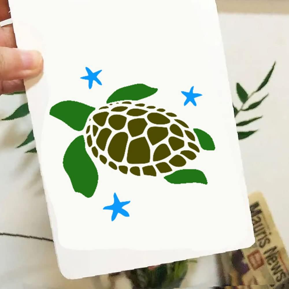 Stencils for Painting Ocean Theme, Reusable Sea Creature Mermaid Stencil Template for Painting on Wood, Wall, Scrapbook (White) image number 2