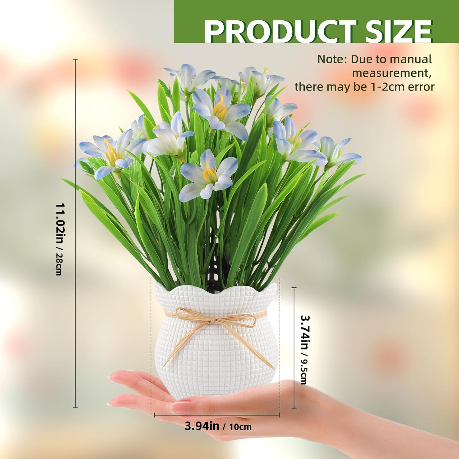 Artificial Flowers Plant UV Resistant Realistic Potted Faux Flowers Lifelike Greenery Maintenance Free Florals Indoor Outdoor Home Office Decor image number 1