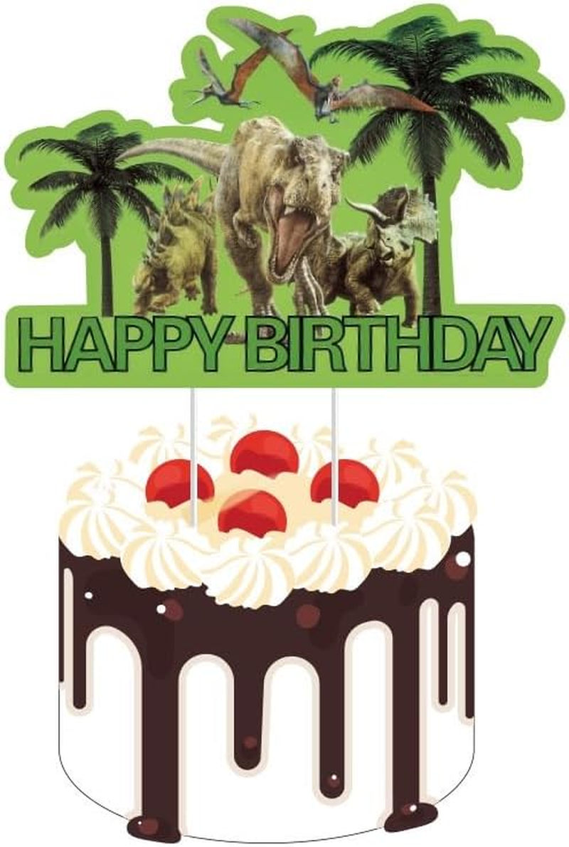 Dinosaur Party Decorations, Jurassic Dinosaur Birthday Party Supplies with T-Rex Birthday Banner, Hanging Swirls, Cake Toppers, Balloons for Boys Girls Jungle Dinosaur World Party image number 1