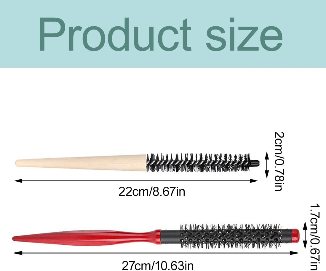 Pack of 2 round Brush for Blow Drying Professional Styling Brush Mini Hair Dryer Brush Travel Beard Brush Small Curling Brush for Thin Hair Beard Lifting Curls image number 3
