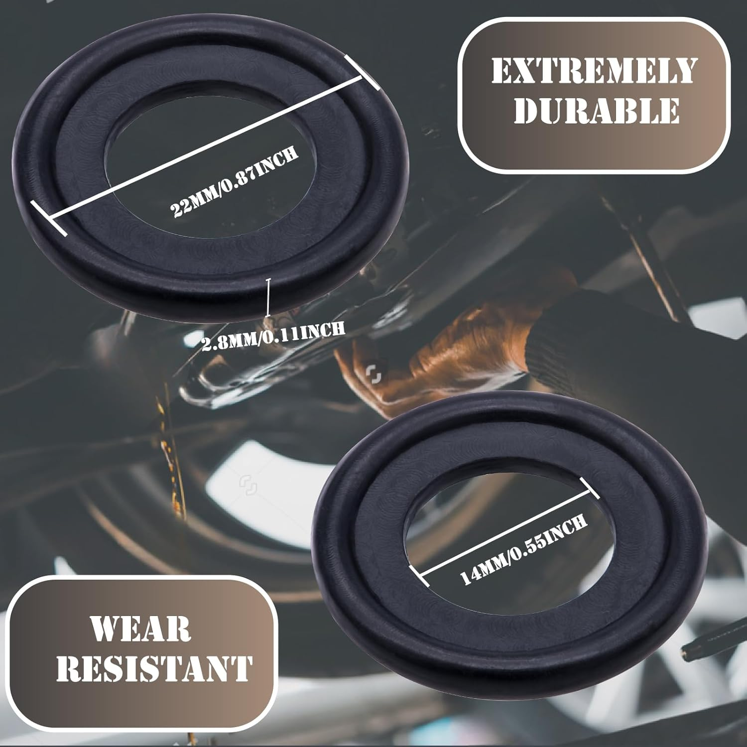 25PCS M14 Oil Drain Plug Gasket Rubber Crush Washer Seals 097-139, F0RD-5066453, F5TZ-6734-BA Engine Oil Pan Drain Plug Seal for Ford Focus