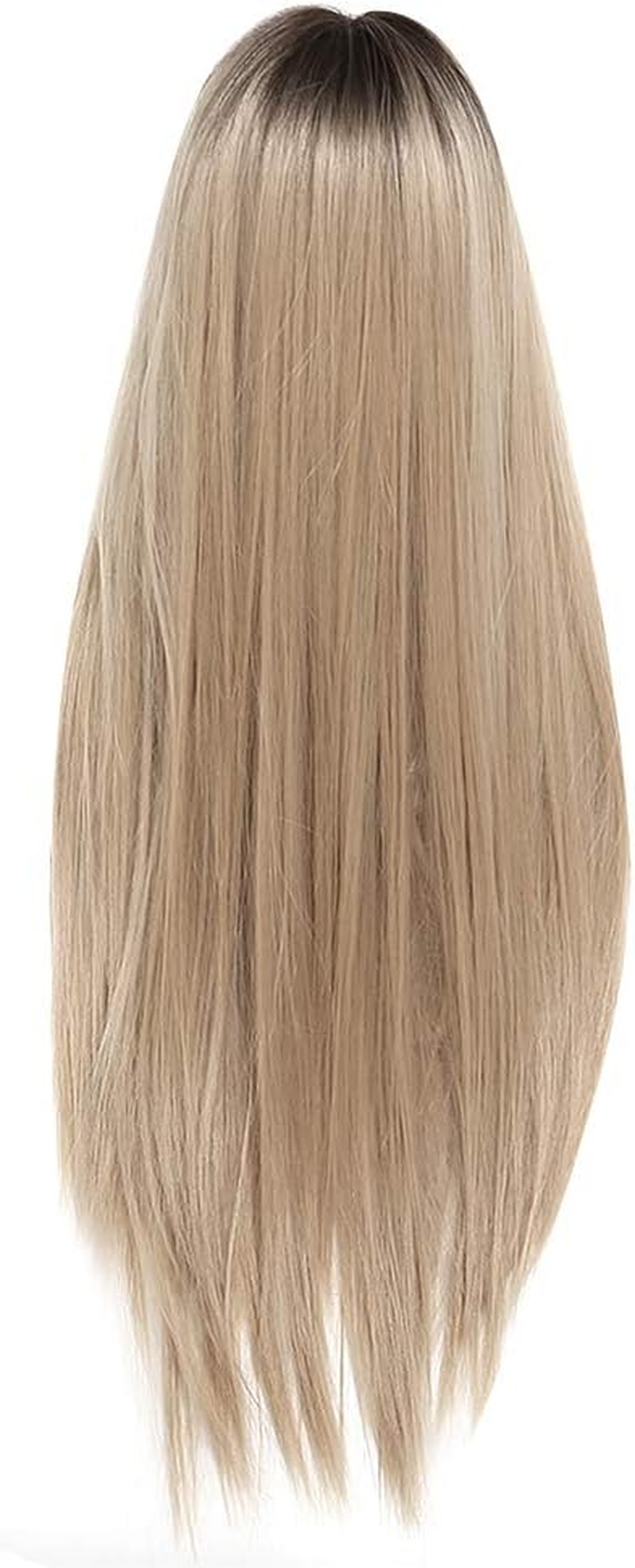 Synthetic Hair, Blonde Layered Synthetic Hair Wigs, Front Lace Wig, Long Straight Blonde Hair, Synthetic, Heat Resistant Fibre Hair for Women, 70 Cm, Lc288 image number 1