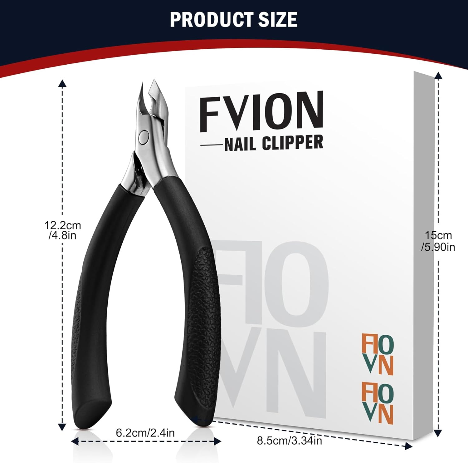 FVION Cuticle Trimmer &ndash; Professional Cuticle Nippers, Rubber Coated Handle Manicure Tools &ndash; Stainless Steel Cuticle Cutter for Nails (5Mm), Black image number 2