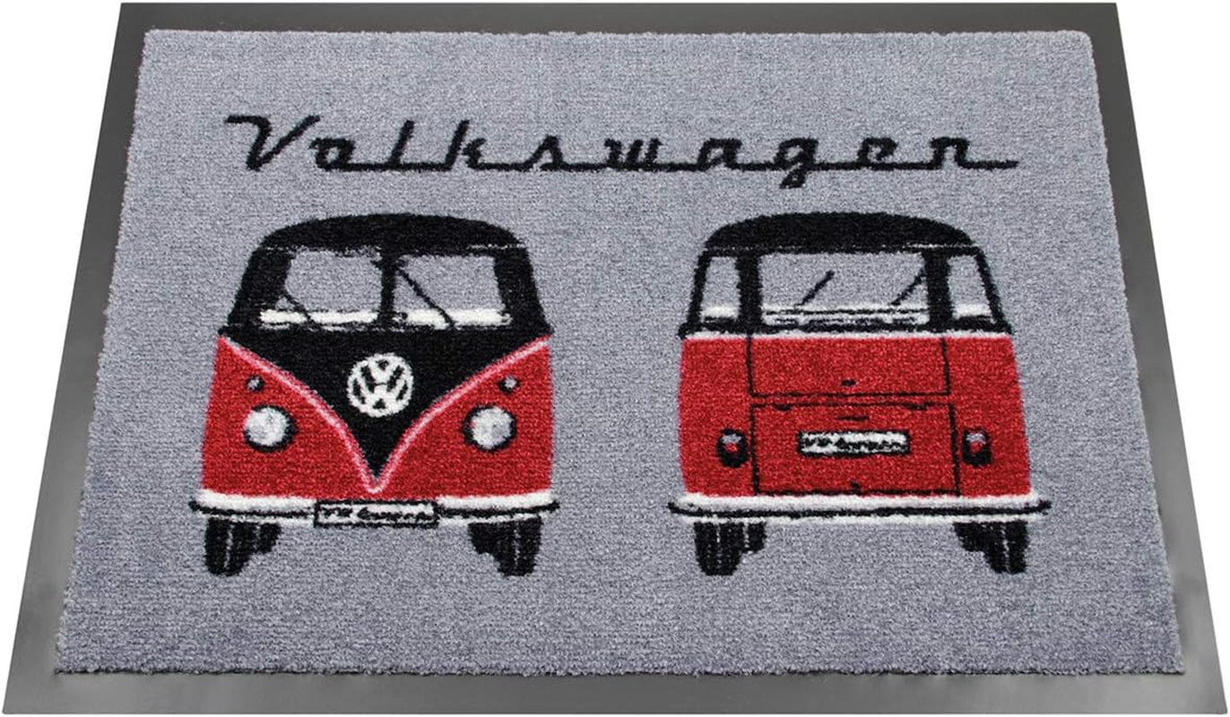 BRISA VW Collection - Volkswagen Bus T1 Camper Van Kombi Door Mat, Entrance Mat, Indoor Outdoor Welcome Mat (70X50Cm/Samba Stripes/Blue)