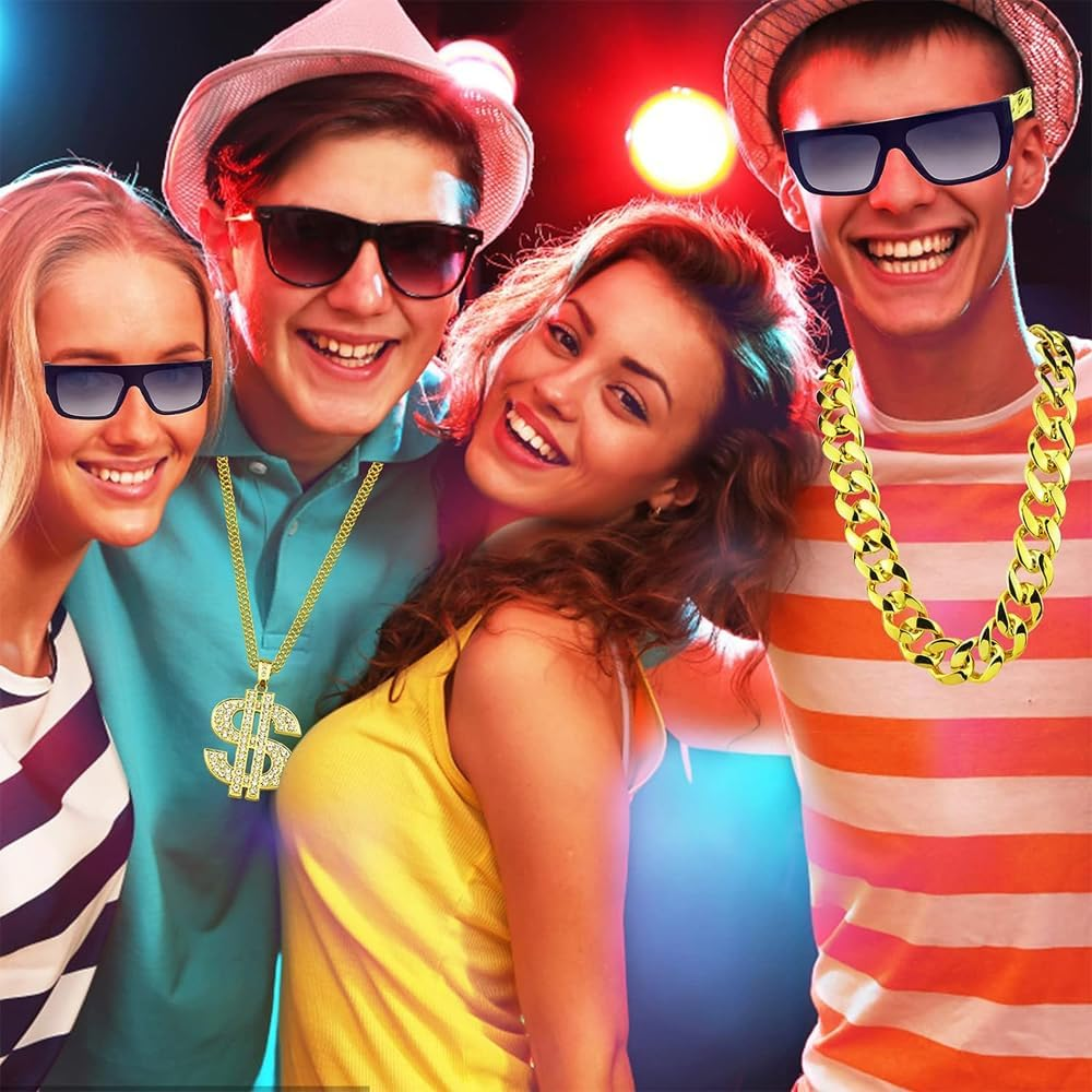 80S 90S Hip Hop Costume Outfit Jewelry Set, Theme Outfit Costumes Rapper Accessories for Men Women image number 3